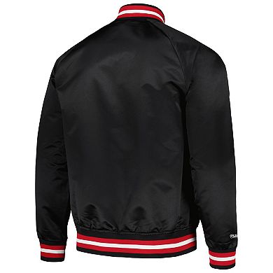 Men's Mitchell & Ness Black Portland Trail Blazers Hardwood Classics Throwback Wordmark Raglan Full-Snap Jacket