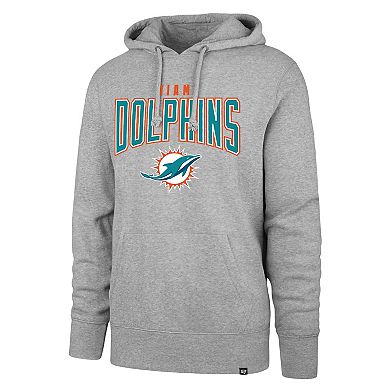 Men's '47 Gray Miami Dolphins Headline Pullover Hoodie