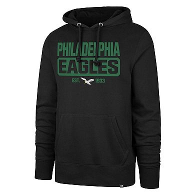 Men's '47 Black Philadelphia Eagles Box Out Headline Pullover Hoodie