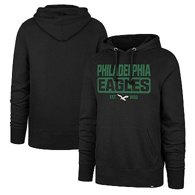 Men's '47 Black Philadelphia Eagles Box Out Headline Pullover Hoodie