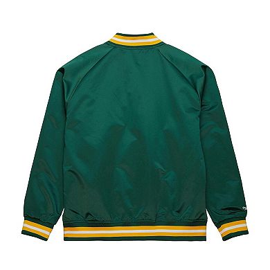 Men's Mitchell & Ness Green Seattle SuperSonics Hardwood Classics  Throwback Wordmark Raglan Full-Snap Jacket