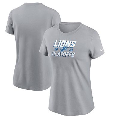 Women's Nike Gray Detroit Lions 2023 NFL Playoffs Iconic T-Shirt