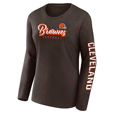 Women's Fanatics Branded Brown/White Cleveland Browns Two-Pack Combo Cheerleader T-Shirt Set