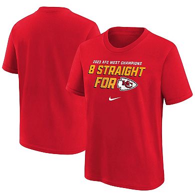 Youth Nike Red Kansas City Chiefs Eight-Time AFC West Division Champions T-Shirt