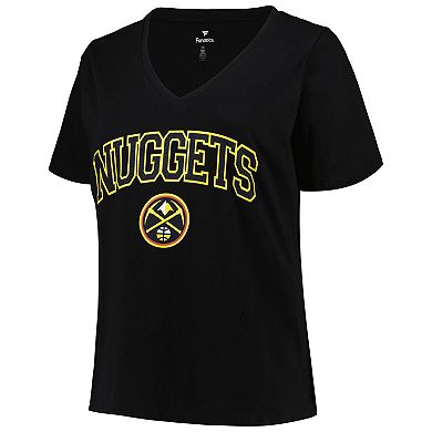 Women's Profile Black Denver Nuggets Plus Size Arch Over Logo V-Neck T-Shirt