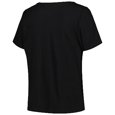 Women's Profile Black Denver Nuggets Plus Size Arch Over Logo V-Neck T-Shirt