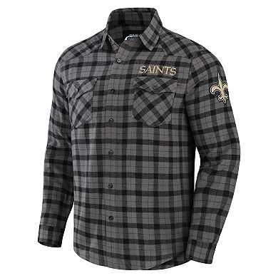 Men's NFL x Darius Rucker Collection by Fanatics Gray New Orleans Saints Flannel Long Sleeve Button-Up Shirt