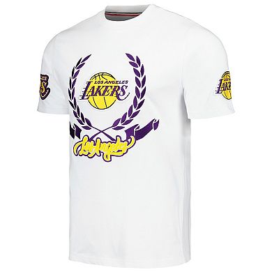 Unisex FISLL White Los Angeles Lakers Heritage Crest T-Shirt