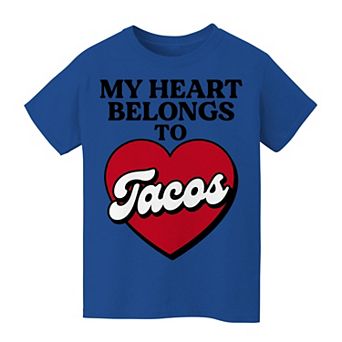 Kid's 8-20 My Heart Belongs To Tacos Valentine Graphic Tee