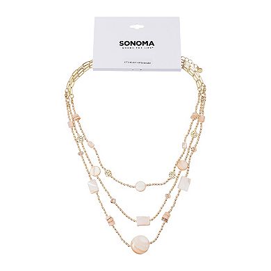 Sonoma Goods For Life® Gold Tone Peach Beaded Chain Three-Strand Necklace
