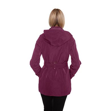 Plus Size Halitech Hooded Lightweight Belted Raincoat