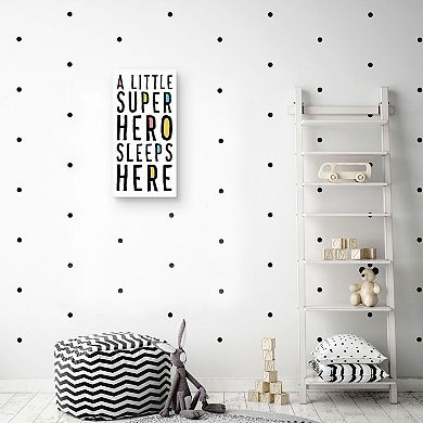 A Little Superhero Sleeps Here Canvas Wall Art