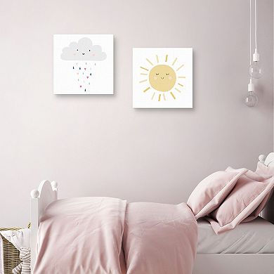 Happy Sunshine Happy Cloud Canvas Wall Art 2-piece Set
