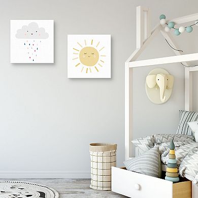Happy Sunshine Happy Cloud Canvas Wall Art 2-piece Set