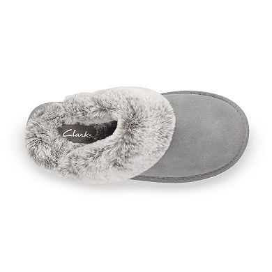 Women's Clarks® Faux Fur Suede Scuff Slippers