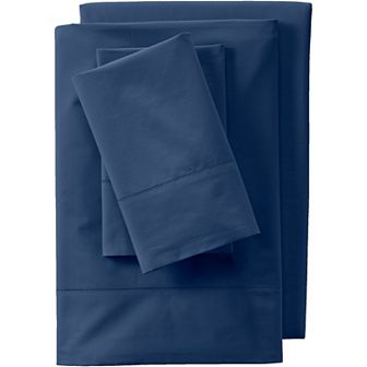 Lands' End 300 Thread Count Cotton Percale Bed Sheet Set or 2-pack Pillowcase Set