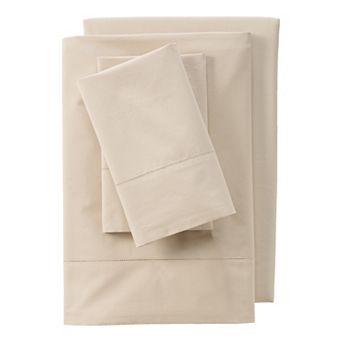 Lands' End 300 Thread Count Cotton Percale Bed Sheet Set or 2-pack Pillowcase Set