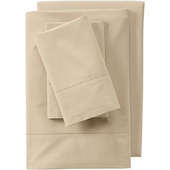 Lands' End 300 Thread Count Cotton Percale Bed Sheet Set or 2-pack Pillowcase Set
