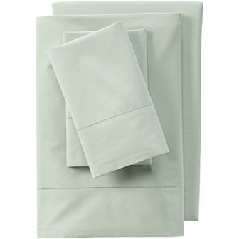 Lands' End 300 Thread Count Cotton Percale Bed Sheet Set or 2-pack Pillowcase Set