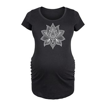 Maternity Mandala Lotus White Graphic Tee