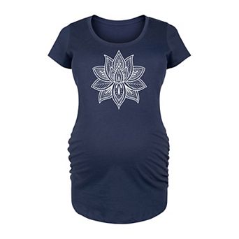 Maternity Mandala Lotus White Graphic Tee