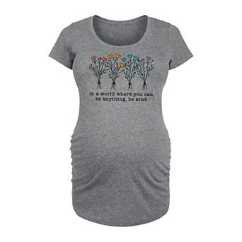 Maternity Be Kind Rainbow Flowers Graphic Tee