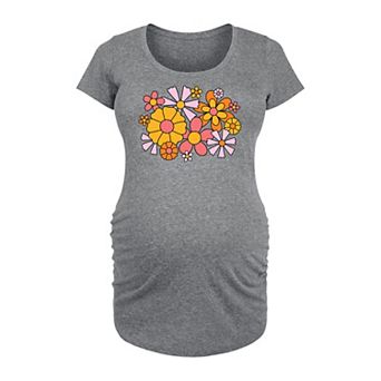 Maternity Retro Flowers Graphic Tee