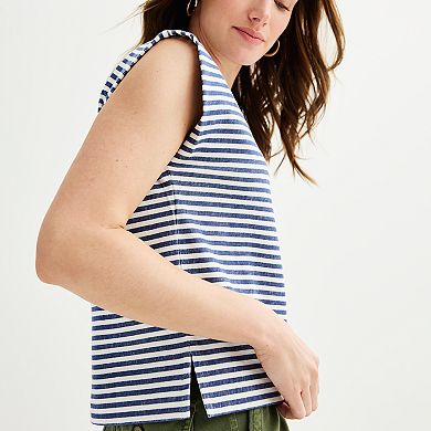 Women's Grey State Striped Sleeveless Sweatshirt