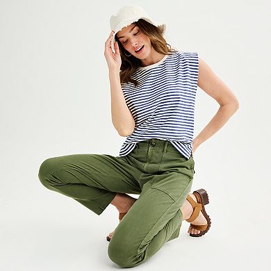 Women's Grey State Striped Sleeveless Sweatshirt