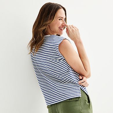 Women's Grey State Striped Sleeveless Sweatshirt