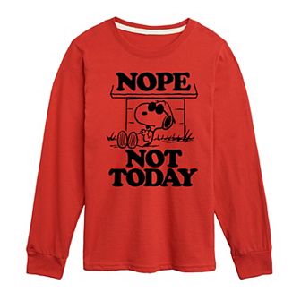 Boys 8-20 Peanuts Snoopy Nope Not Today Long Sleeve Graphic Tee