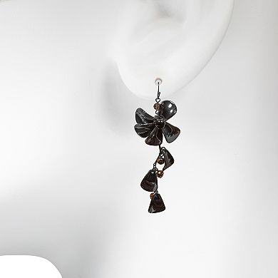 Emberly Hematite Floral Edgy Drop Earrings