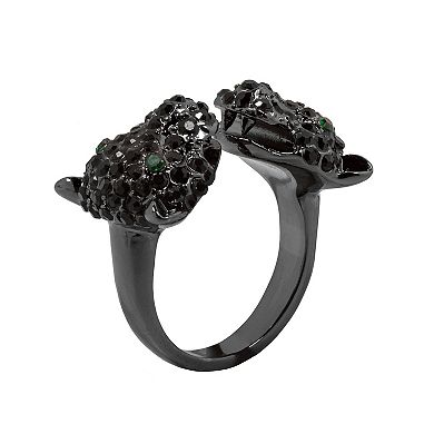 Emberly Hematite Open Double Panther Ring
