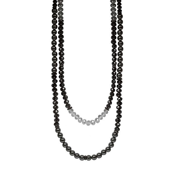 Emberly Hematite Beaded 2 Row Necklace