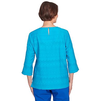 Petite Alfred Dunner Lace Texture Notched Top