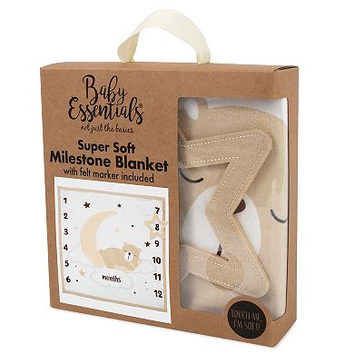 Baby Essentials Super Soft Bear Milestone Blanket and Marker Set