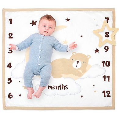 Baby Essentials Super Soft Bear Milestone Blanket and Marker Set