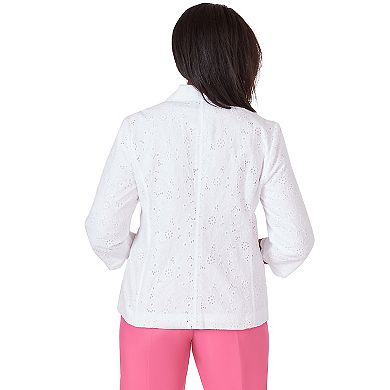 Petite Alfred Dunner Button Front Eyelet Jacket
