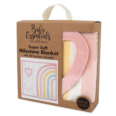 Baby Essentials Super Soft Rainbow Milestone Blanket and Marker Set