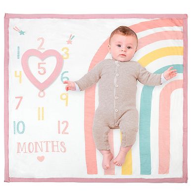 Baby Essentials Super Soft Rainbow Milestone Blanket and Marker Set