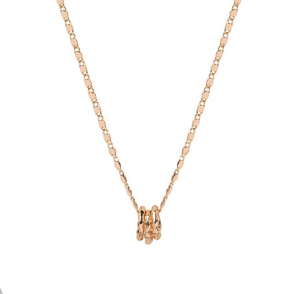 Emberly Gold Tone 3 Ring Pendant Necklace