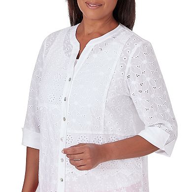 Women's Alfred Dunner Button Front Eyelet Top