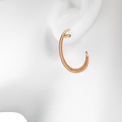 Emberly Textured Elongated Half Hoop Earrings