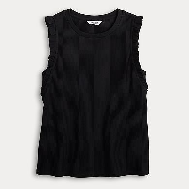 Women's Nine West Ribbed Ruffle Sleeve Tank Top