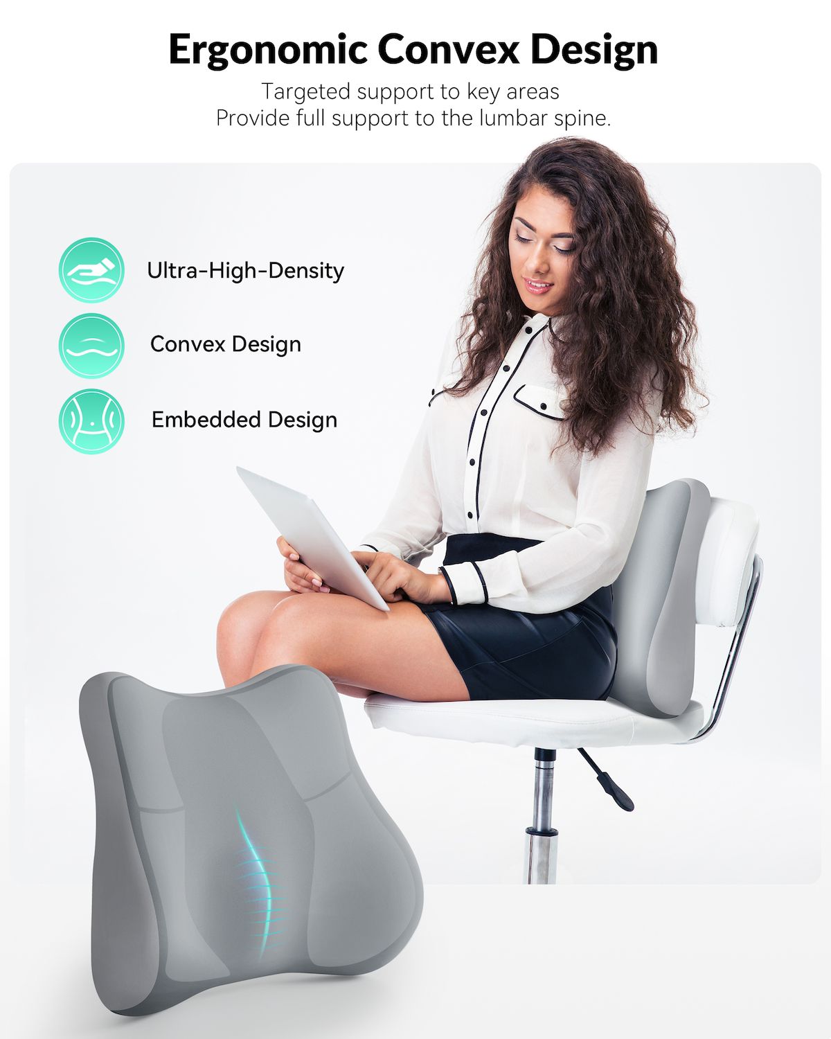 Memory Foam Lumbar Support Cushion For Car Or Office Chair - Relieve Back Pain (6 Colors)