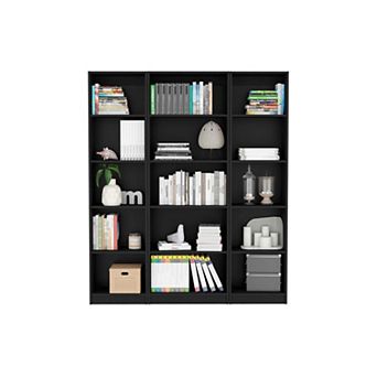 Tatum 3 pc Living Room Set With 3 Bookcases, Black