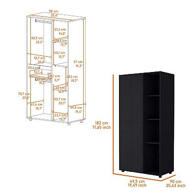 Bethel Armoire Closet With 1-drawer, Storage Cabinets And Hanging Rods