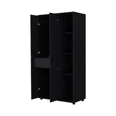 Bethel Armoire Closet With 1-drawer, Storage Cabinets And Hanging Rods