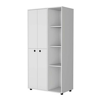 Bethel Armoire Closet With 1-drawer, Storage Cabinets And Hanging Rods