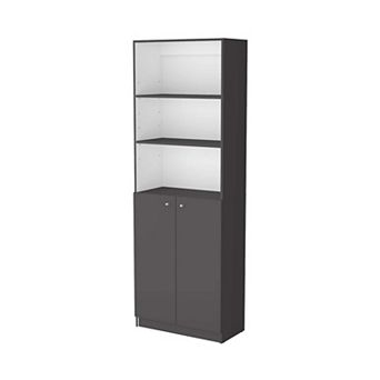 Sutton 2-door Bookcase, Storage With Multi-level Shelves And Double Door Design